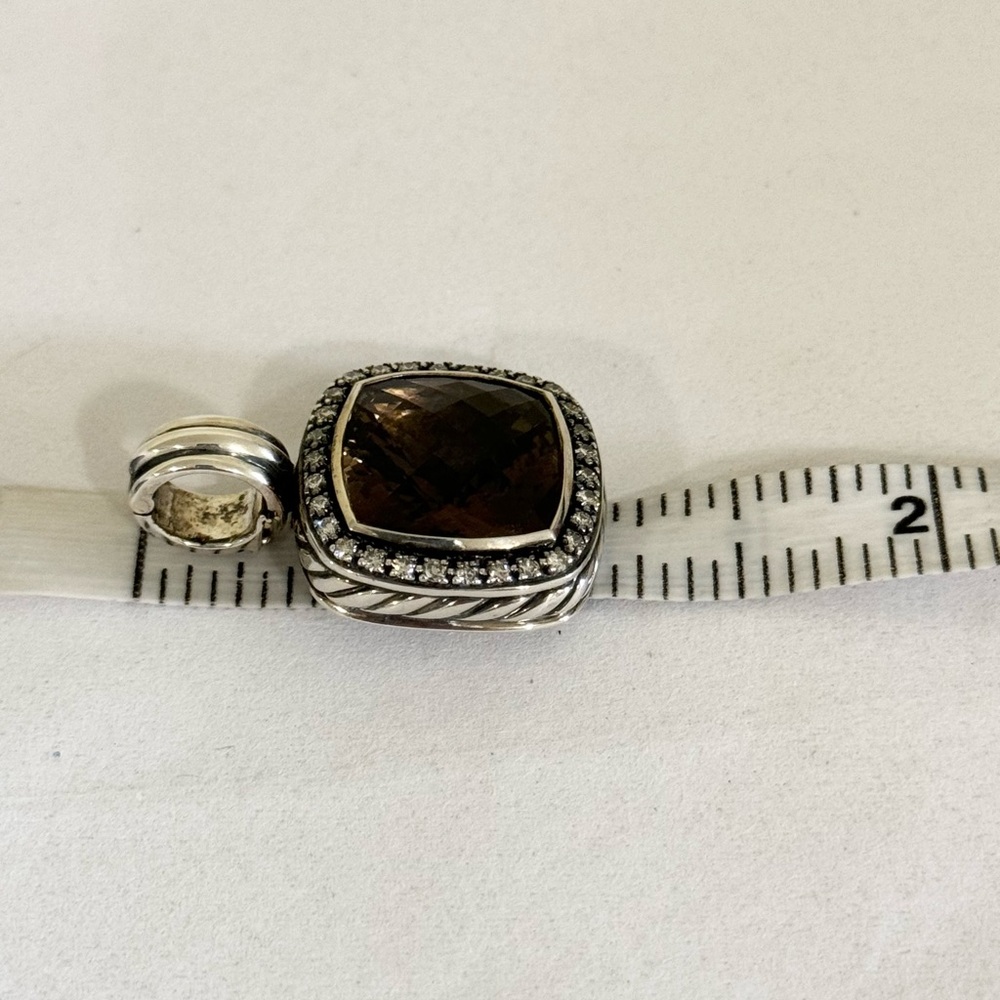 David Yurman Moonlight Ice Albion 14mm Smokey Topaz Diamond Pendant Enhancer - Picture 8 of 11